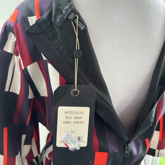 Rag & Bone NWT Silk Anne Bus Seat Bold Modern Retro A-Line Dress Sz 10 / Large - Picture 8 of 9